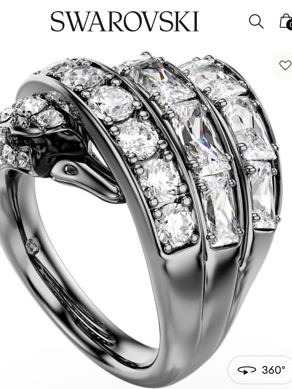Swarovski The Vienna Collection ring
Swan, White, Ruthenium plated